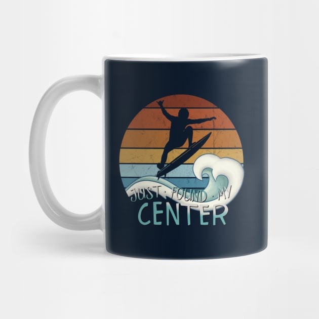 Just Found My Center Yoga Zen Surfer Green Wave Surfing Fun by SkizzenMonster